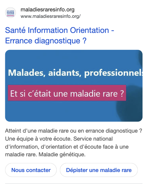 Annonce Maladies Rares Infos Services: Santé Information Orientation