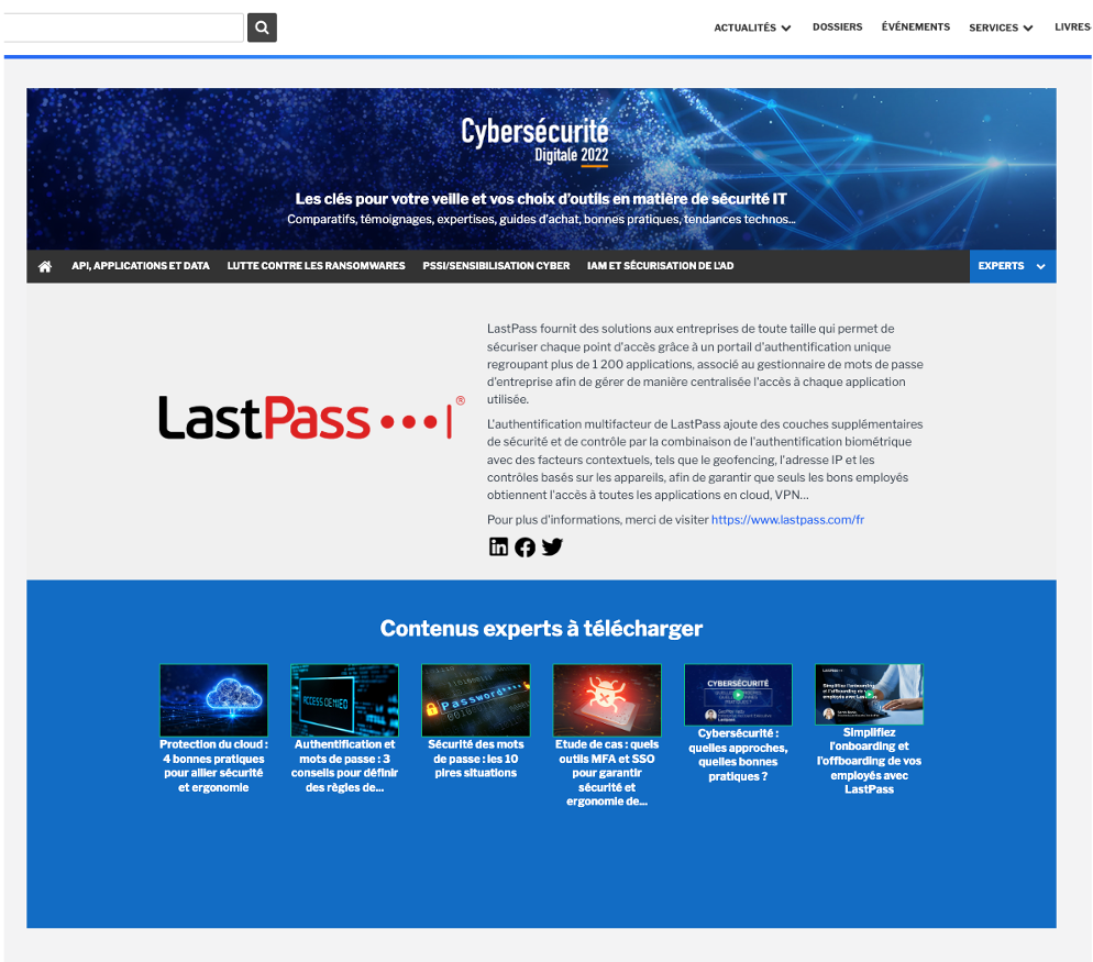 Page éditeur LastPass
