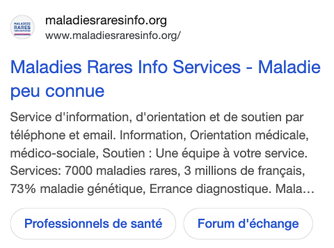 Annonce Maladies Rares Infos Services: résultats Google