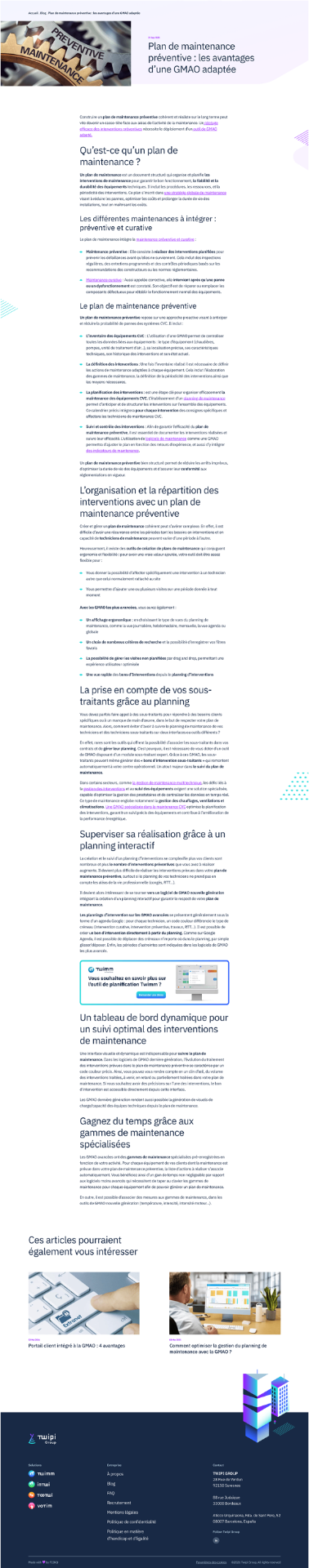 Article SEO : plan de maintenance préventive