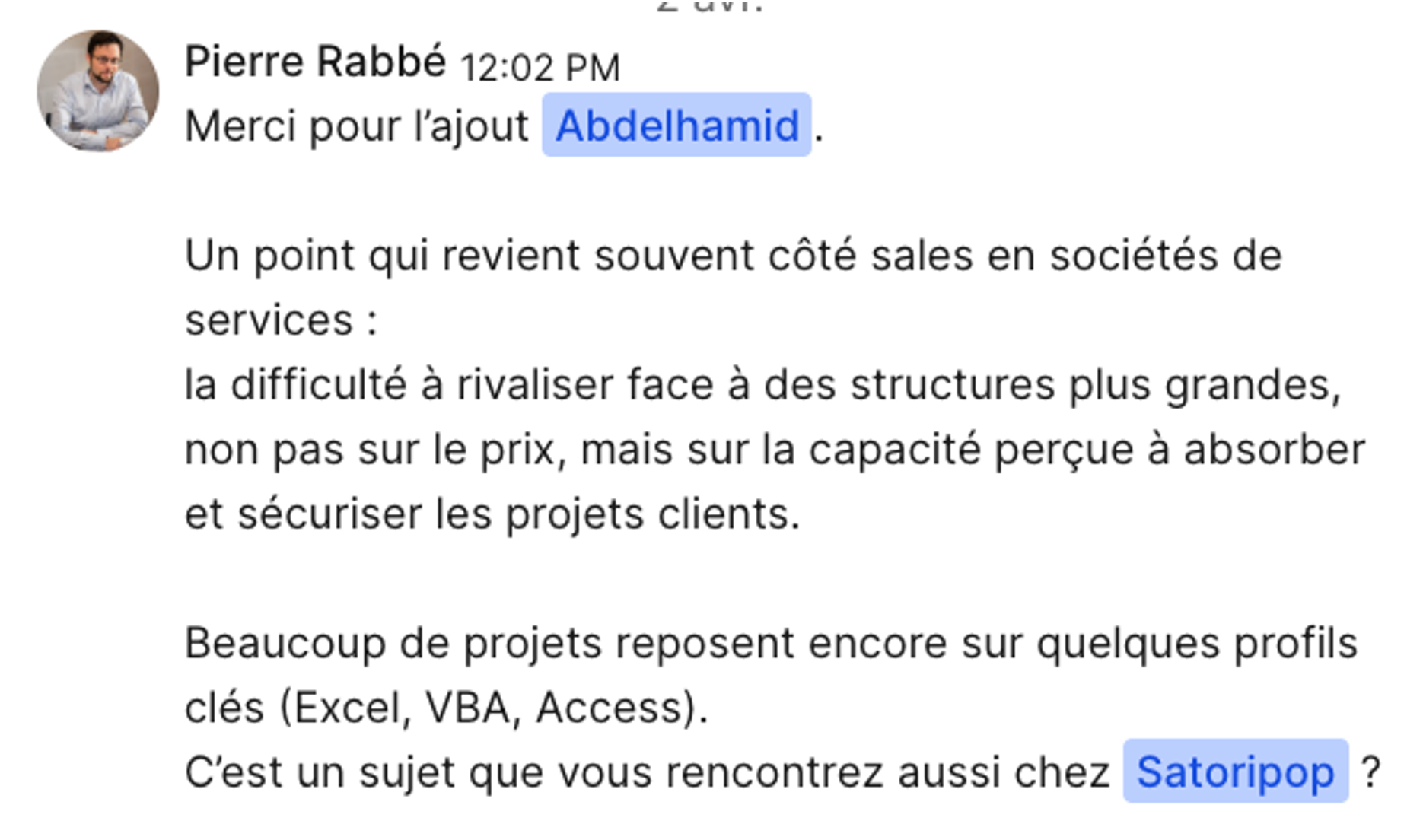 Message de prospection LinkedIn IT-VORE, point sales / ESN