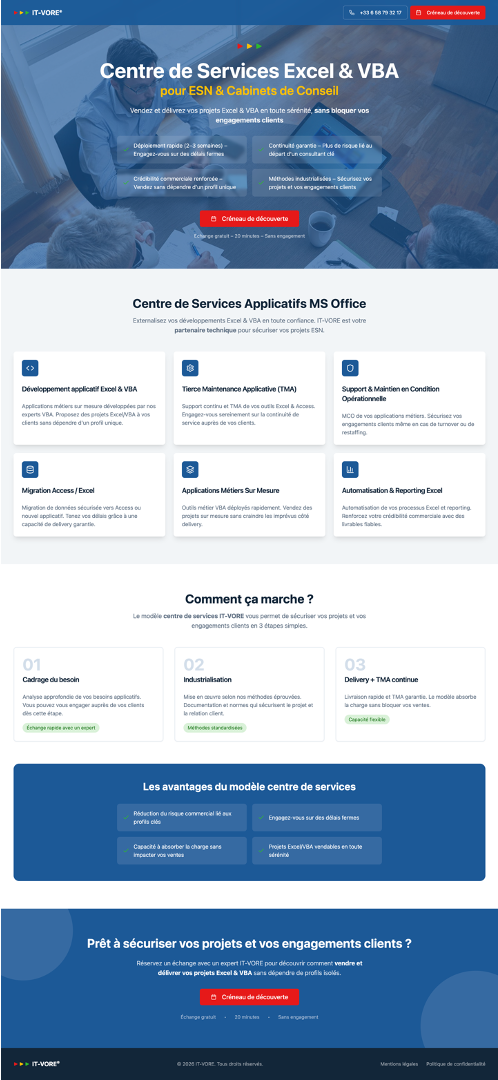 Landing page IT-VORE: persona Sales / ESN