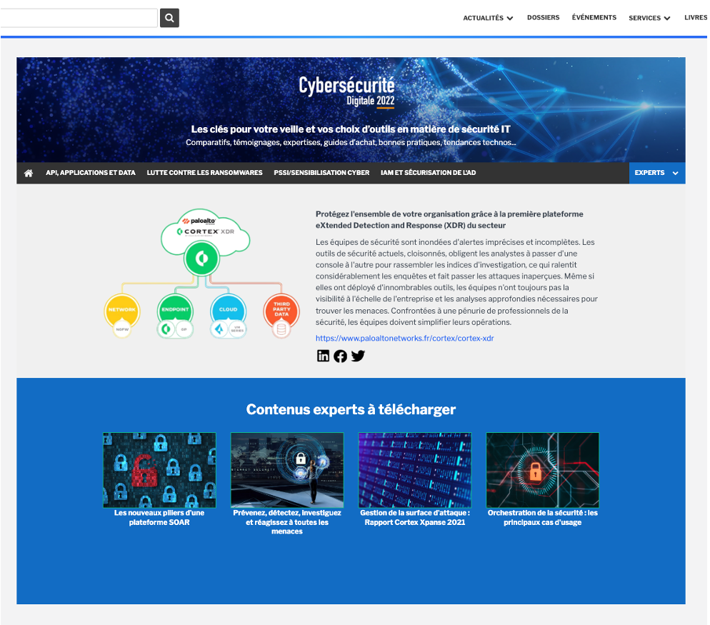 Page éditeur Palo Alto Cortex XDR