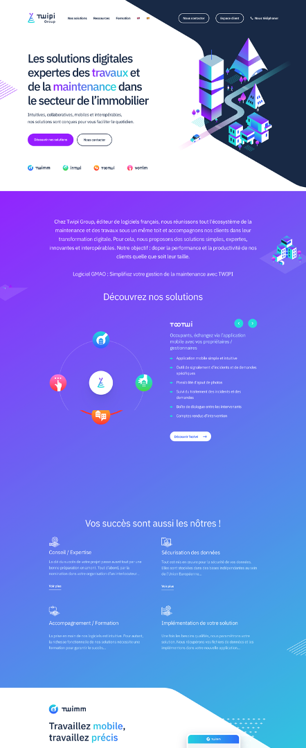 Homepage Twipi Group après refonte