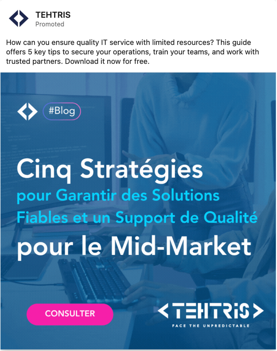 Publicité LinkedIn Ads TEHTRIS