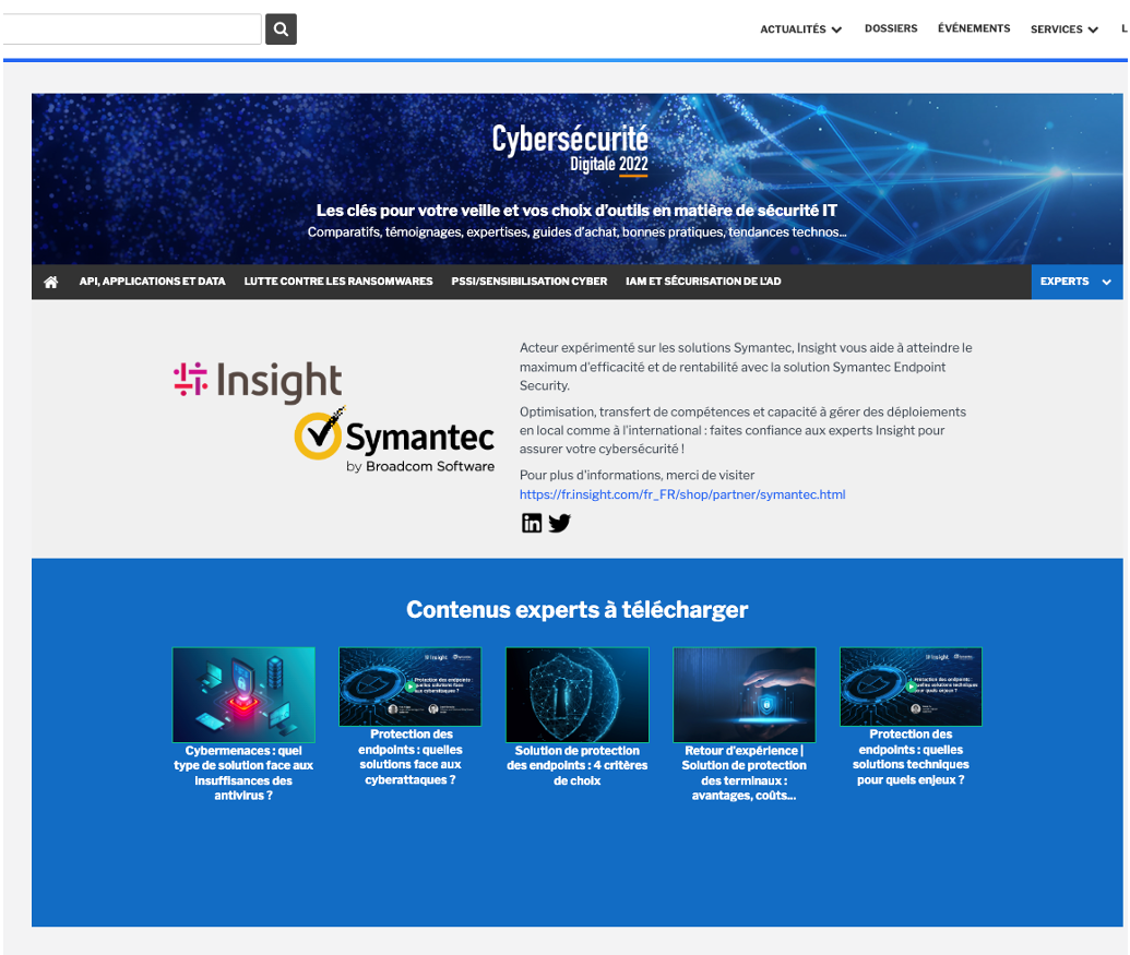 Page éditeur Insight / Symantec